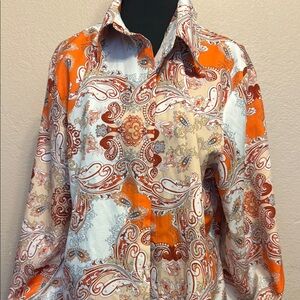 Paisley Orange and White Men's Shirt
